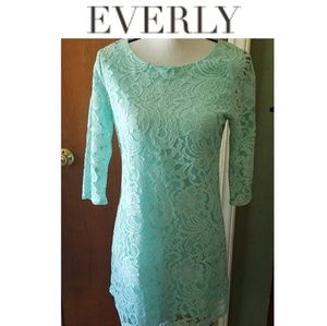 NORDSTROM EVERLY GREEN 3/4 SLEEVE DRESS SMALL